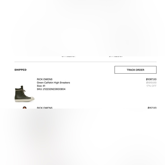 RICK OWENS Green Calfskin High Sneakers - Picture 10 of 10